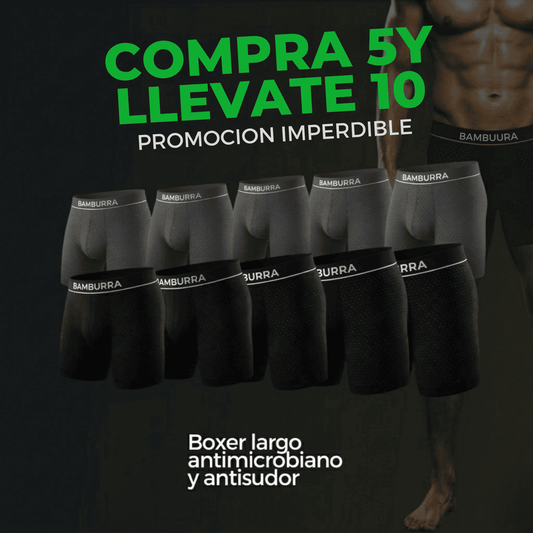 COMPRA 5 Y LLÉVATE 10 – Bóxers Bambuura™ Antisudor, Antibacterianos y Ultra Suaves
